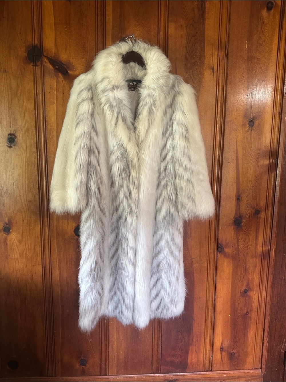 Elegant Ivory & Light Gray Faux Fur Coat - Timeless Winter Layer